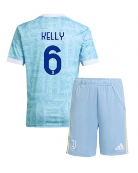 Billige Fotballdrakt Juventus Lloyd Kelly #6 Replika Bortedraktsett Barn 2025-26 Kortermet (med bukser)